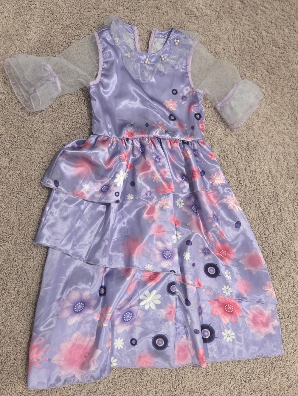 Girls Lavender Floral Isabella Princess From Encanto Costume Dress